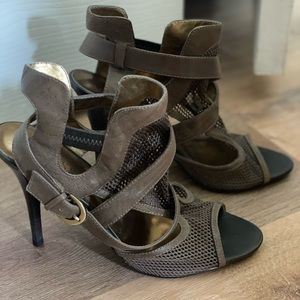 Olive green strappy Guess heels